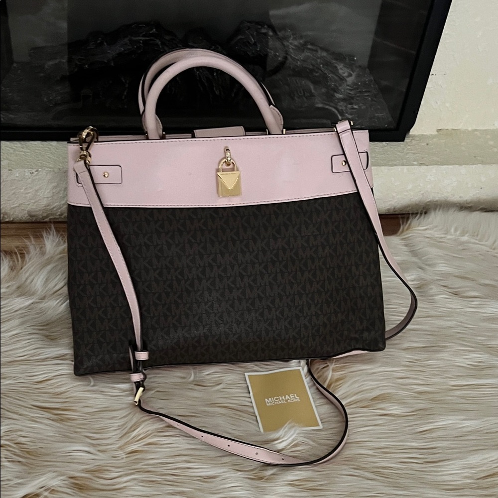 Michael Kors Two-Tone Pink and Brown Satchel